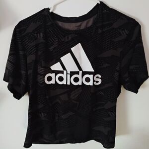 Adidas Black Camouflage Cropped Tee